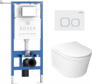 Комплект инсталляция Roxen StounFix Dual Fresh 6 в 1 979014 с унитазом Vine Tornado и клавишей смыва Santi 410280W белый