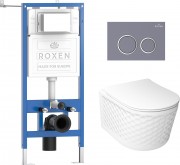 Комплект инсталляция Roxen StounFix Dual Fresh 6 в 1 979012 с унитазом Vine Tornado и клавишей смыва Santi 410260DG серый бетон