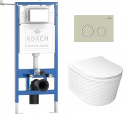 Комплект инсталляция Roxen StounFix Dual Fresh 6 в 1 979011 с унитазом Vine Tornado и клавишей смыва Santi 410260BG бежевый