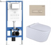 Комплект инсталляция Roxen StounFix Dual Fresh 6 в 1 979004 с унитазом Vine Tornado и клавишей смыва Caspia 410280BG бежевый