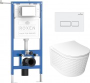 Комплект инсталляция Roxen StounFix Dual Fresh 6 в 1 979000 с унитазом Vine Tornado и клавишей смыва Caspia 410280W белый