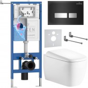 Инсталляция Roxen StounFix Dual Fresh 710200 с унитазом 530220-02 и клавишей смыва Glass 430280B с аромадозатором