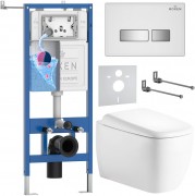 Инсталляция Roxen StounFix Dual Fresh 710200 с унитазом 530220-02 и клавишей смыва Glass 430280W с аромадозатором