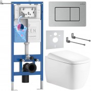 Инсталляция Roxen StounFix Dual Fresh 710200 с унитазом 530220-02 и клавишей смыва Steel 420280S с аромадозатором