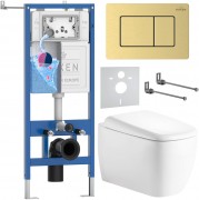 Инсталляция Roxen StounFix Dual Fresh 710200 с унитазом 530220-02 и клавишей смыва Steel 420280GB с аромадозатором