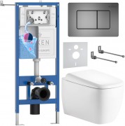 Инсталляция Roxen StounFix Dual Fresh 710200 с унитазом 530220-02 и клавишей смыва Steel 420280G с аромадозатором