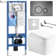 Инсталляция Roxen StounFix Dual Fresh 710200 с унитазом 530220-02 и клавишей смыва Steel 420260G с аромадозатором