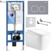 Инсталляция Roxen StounFix Dual Fresh 710200 с унитазом 530220-02 и клавишей смыва Santi 410280DG с аромадозатором