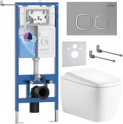 Инсталляция Roxen StounFix Dual Fresh 710200 с унитазом 530220-02 и клавишей смыва Santi 410280M с аромадозатором