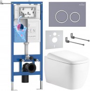 Инсталляция Roxen StounFix Dual Fresh 710200 с унитазом 530220-02 и клавишей смыва Santi 410260DG с аромадозатором
