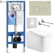 Инсталляция Roxen StounFix Dual Fresh 710200 с унитазом 530220-02 и клавишей смыва Santi 410260BG с аромадозатором