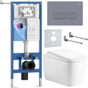 Инсталляция Roxen StounFix Dual Fresh 710200 с унитазом 530220-02 и клавишей смыва Caspia 410280DG с аромадозатором