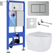 Комплект инсталляция Roxen StounFix Dual Fresh 6 в 1 968445 с унитазом Porto 530155-01 и клавишей смыва Steel 420280S сатин