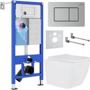 Комплект инсталляция Roxen StounFix Dual Fresh 6 в 1 968436 с унитазом Cube 530135-01 и клавишей смыва Steel 420280S сатин