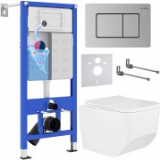 Комплект инсталляция Roxen StounFix Dual Fresh 6 в 1 968433 с унитазом Boro 530145-01 и клавишей смыва Steel 420280S сатин