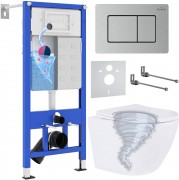 Комплект инсталляция Roxen StounFix Dual Fresh 6 в 1 968430 с унитазом Antares Tornado 530205-01 и клавшей смыва Steel 420280S сатин