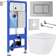Комплект инсталляция Roxen StounFix Dual Fresh 6 в 1 968421 с унитазом Antares 530185-02 и клавшей смыва Steel 420280S сатин