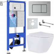 Комплект инсталляция Roxen StounFix Dual Fresh 6 в 1 968418 с унитазом Antares 530185-01 и клавшей смыва Steel 420280S сатин