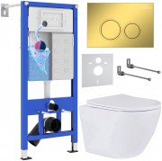 Комплект 6 в 1 Roxen StounFix Dual Fresh 968356 клавиша смыва Santi 410260G золото + Antares Tornado 530205-01