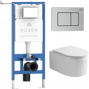 Комплект инсталляция Roxen StounFix Dual Fresh 6 в 1 968301 с унитазом Royal Matt и клавишей смыва Steel 420280S сатин