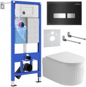 Комплект 6 в 1 Roxen StounFix Dual Fresh 968297 клавиша смыва Glass 430280B + унитаз Royal Matt 530200-01