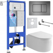 Комплект 6 в 1 Roxen StounFix Dual Fresh 968290 клавиша смыва Steel 420280G + унитаз Royal Matt 530200-01