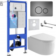 Комплект 6 в 1 Roxen StounFix Dual Fresh 968283 клавиша смыва Steel 420260G + унитаз Royal Matt 530200-01