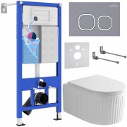 Комплект 6 в 1 Roxen StounFix Dual Fresh 968280 клавиша смыва Santi 410280DG + унитаз Royal Matt 530200-01