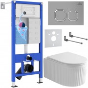 Комплект 6 в 1 Roxen StounFix Dual Fresh 968275 клавиша смыва Santi 410280M + унитаз Royal Matt 530200-01