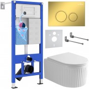 Комплект 6 в 1 Roxen StounFix Dual Fresh 968254 клавиша смыва Santi 410260G + унитаз Royal Matt 530200-01