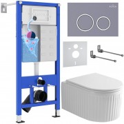 Комплект 6 в 1 Roxen StounFix Dual Fresh 968253 клавиша смыва Santi 410260DG + унитаз Royal Matt 530200-01