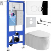 Комплект 6 в 1 Roxen StounFix Dual Fresh 968245 клавиша смыва Santi 410260CH + унитаз Royal Matt 530200-01