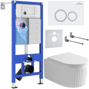 Комплект 6 в 1 Roxen StounFix Dual Fresh 968230 клавиша смыва Santi 410260W + унитаз Royal Matt 530200-01 Комплект 6 в 1 Roxen StounFix Dual Fresh 968230 клавиша смыва Santi 410260W + унитаз Royal Matt 530200-01