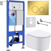 Комплект 6 в 1 Roxen StounFix Dual Fresh 968026 клавиша смыва Santi 410260G + Roxen Simple 530120-01