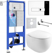 Комплект инсталляции для унитаза 6 в 1 Roxen StounFix Dual Fresh 964205 с клавишей Caspia хром глянцевый, с аромадозатором