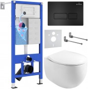 Комплект инсталляции для унитаза 6 в 1 Roxen StounFix Dual Fresh 964195 с клавишей Caspia черный матовый, с аромадозатором