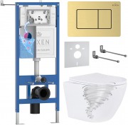 Комплект инсталляции Roxen 6 в 1 StounFix Dual Fresh 868445 клавиша брашированное золото