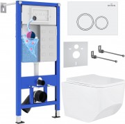 Инсталляция Roxen StounFix Dual Fresh 710200 с унитазом 530145-01 клавишей смыва Santi 410260W с аромадозатором