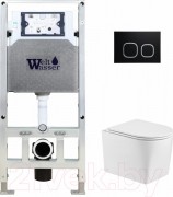 Унитаз подвесной с инсталляцией WeltWasser Amberg 506 ST + Nesenbach 004 GL-WT + Amberg RD-BL
