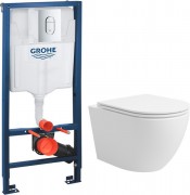 Унитаз подвесной с инсталляцией Lauter Vortex 2110830 + GROHE Rapid SL 39504000 с кнопкой (округлая, хром)