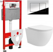 Унитаз подвесной с инсталляцией Lauter Vortex 2110830 + TECE Kit 9400412 с кнопкой (хром)