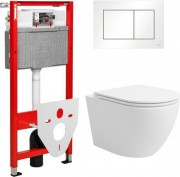 Унитаз подвесной с инсталляцией Lauter Vortex 2110830 + TECE Kit 9400413 с кнопкой (белый)