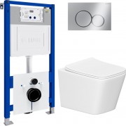 Инсталляция с подвесным унитазом Lauter Square 21901001 + кнопка 219701E (скрытое крепление)