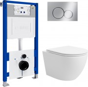 Унитаз подвесной с инсталляцией Lauter Vortex 2110830 с кнопкой 219701E (круглая, хром)