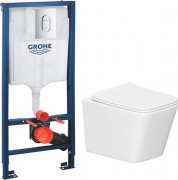 Унитаз подвесной с инсталляцией Lauter Square 214903 + GROHE Rapid SL 39504000 (округлая, хром)