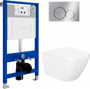 Унитаз подвесной с инсталляцией Lauter Nuremberg 21811 + 21901001 (белый, с кнопкой смыва 219701E хром)