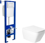 Унитаз подвесной с инсталляцией Saniteco KW-9010W + Berges АТОМ 410 040333 (с кнопкой)