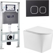 Унитаз подвесной с инсталляцией WeltWasser Amberg 506 ST + Nesenbach 004 GL-WT + Amberg RD-BL