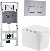 Унитаз подвесной с инсталляцией WeltWasser Amberg 506 ST + Nesenbach 004 GL-WT + Amberg RD-CR