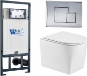 Унитаз подвесной с инсталляцией WeltWasser Marberg 507 + Nesenbach 004 GL-WT + Mar 507 SE-CR Унитаз подвесной с инсталляцией WeltWasser Marberg 507 + Nesenbach 004 GL-WT + Mar 507 SE-CR